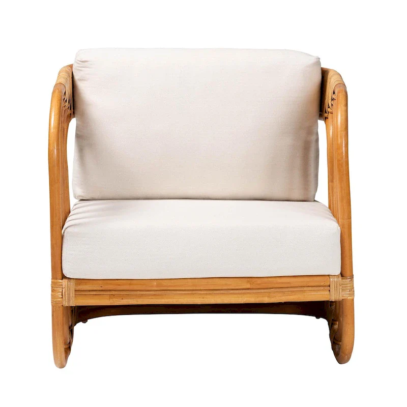 Modern Bohemian Natural Rattan Arm Chair