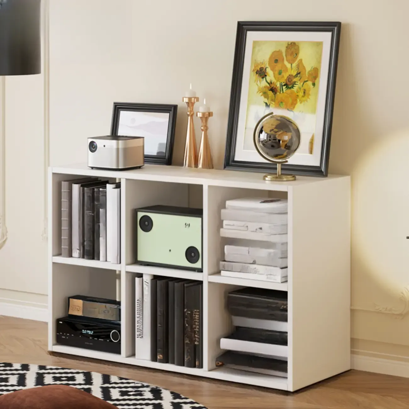 Classic Brown Cherry Wood Open Back Cube Bookcase