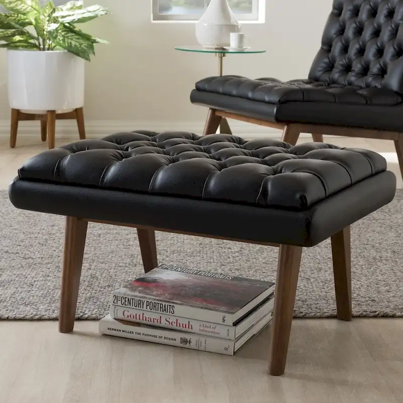 Mid-Century Upholstered Ottoman by Baxton Studio