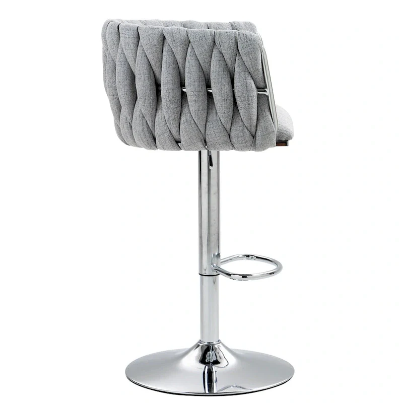 Fabric Cover Swivel Bar Stools Set of 2, Counter Height Chair with Back and Footrest, Dining Room Chair with Metal Frame