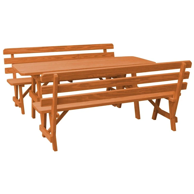 Pine 8' Picnic Table with 2 Backed Benches