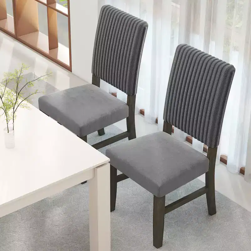Dining Chair 4 Mid-Century Modern Velvet Fabric Upholstered Chairs