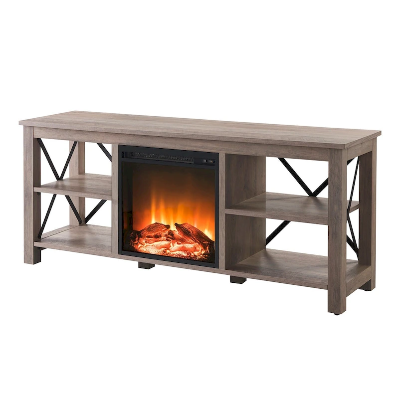 Sawyer TV Stand with Log Fireplace Insert