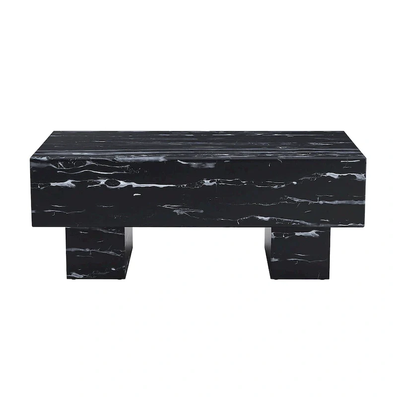 43.3 MDF Coffee Table with Black Marble Texture, 300lbs Capacity
