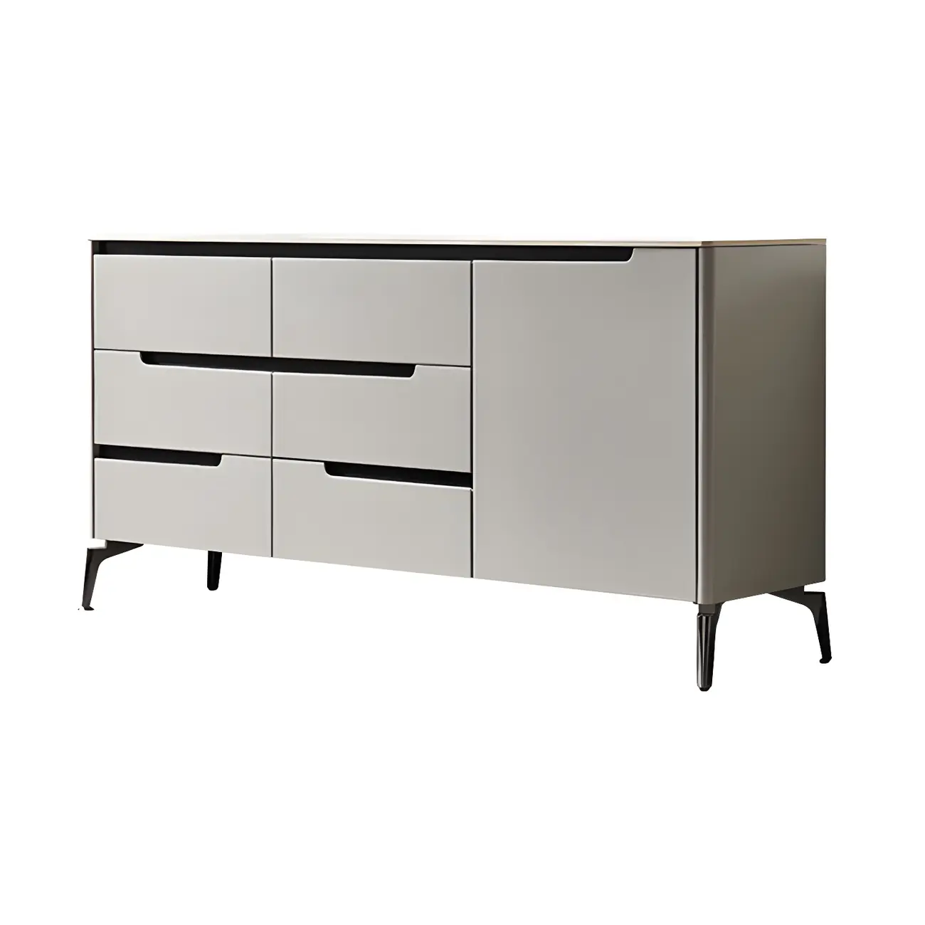 Modern Stone Countertop Sideboard with Cabinets
