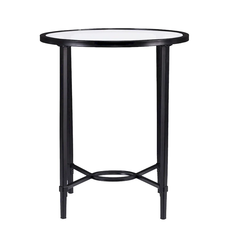 Black Metal Oval End Table - Clear Glass Top 25