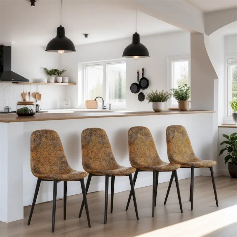 Modern Dining Room Chairs with Metal Legs(Set of 4) - N/A