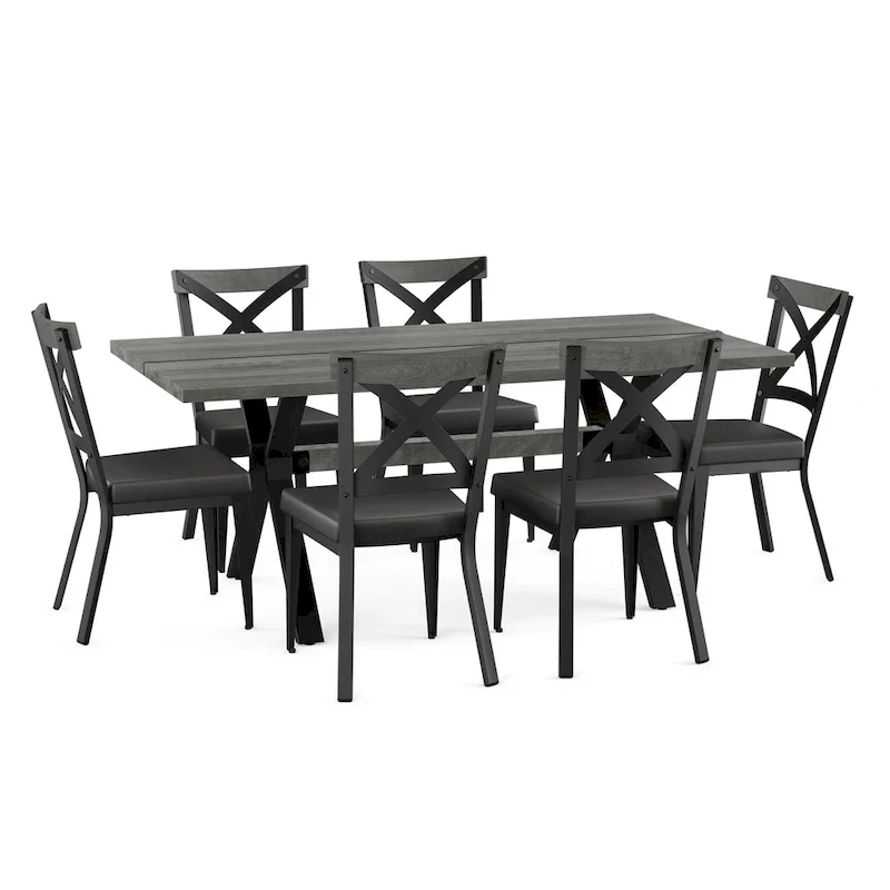 Amisco Leonie Wood Table and Snyder Chairs 7-Pieces Dining Set