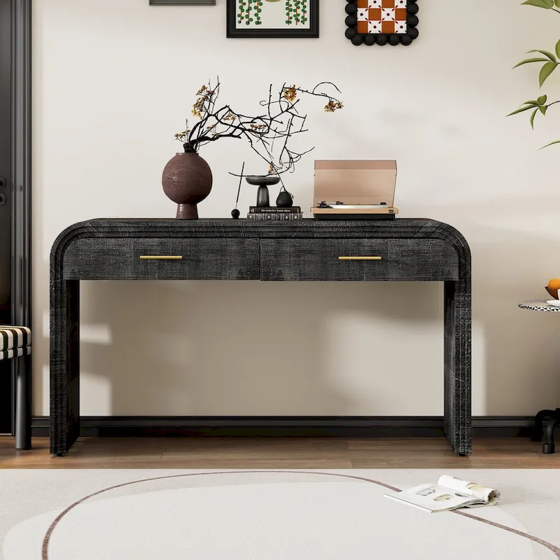 Nestfair Unique Retro Silhouette Console Table with Two Drawers