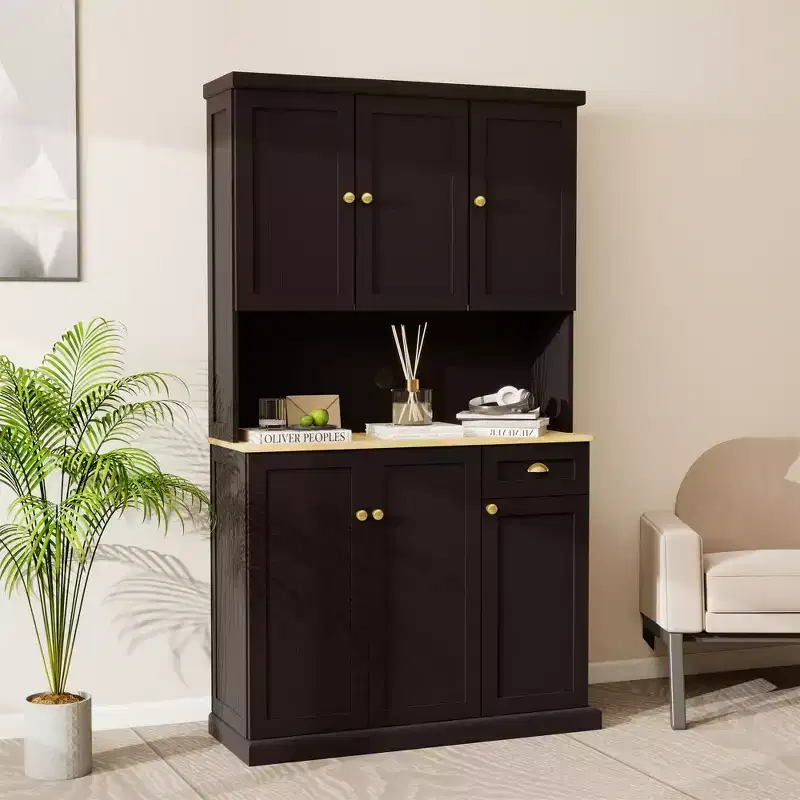AndMakers Wood 39.76 in. Pantry Cabinet with Adjustable Shelves