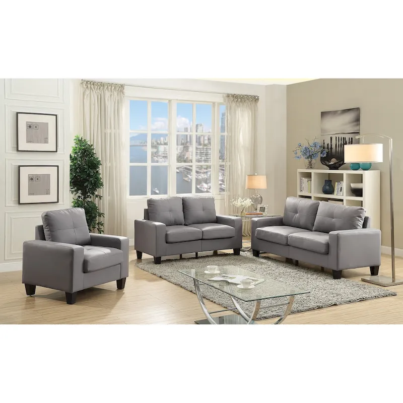 71 in. W Track Arm Faux Leather 3-Seat Sofa