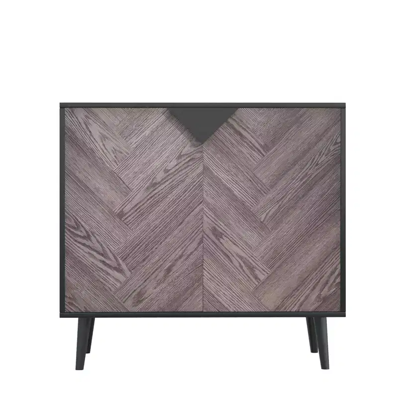Wood Grain Storage Cabinet with 2 Doors, Soft-Close Hinges & Adjustable Shelf, 31.5
