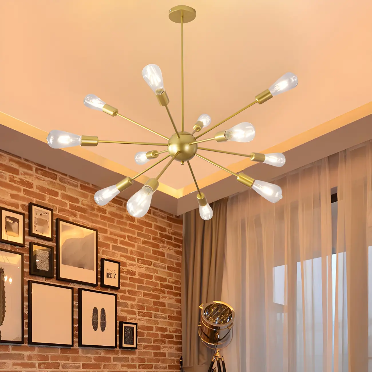 Modern LED Gold Globe Sputnik Chandelier