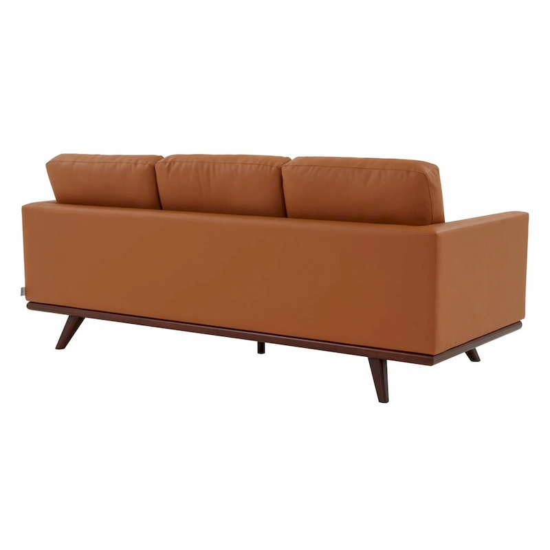 Chester Leather 3-Seater Sofa with Birch Wood Base Modern Living Room Couch with Removable Cushions - 83