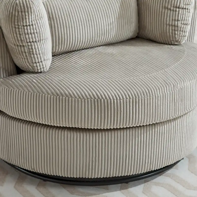 Upholstered Swivel Barrel Armchair Club Chair With Metal Base