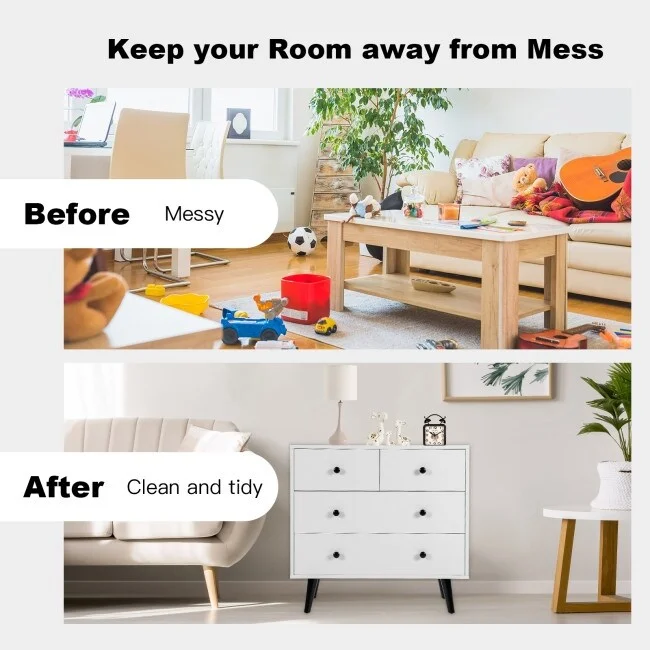 4 Drawers Dresser Chest of Drawers Free Standing Sideboard Cabinet-White