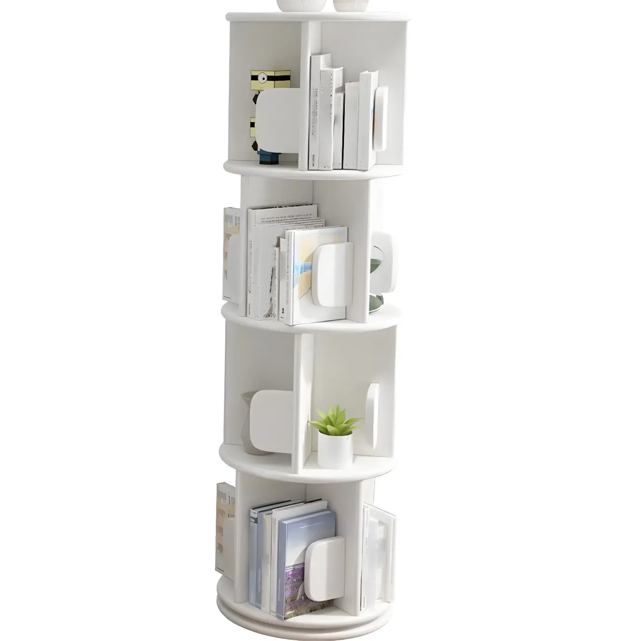 Rotatable Modern Solid Wood Geometric Display Bookcase