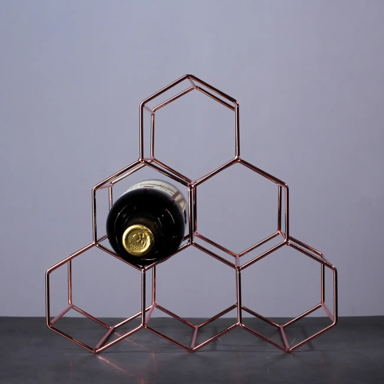 Modern Wine Rack Golden Honeycomb Countertop Bottle Holder