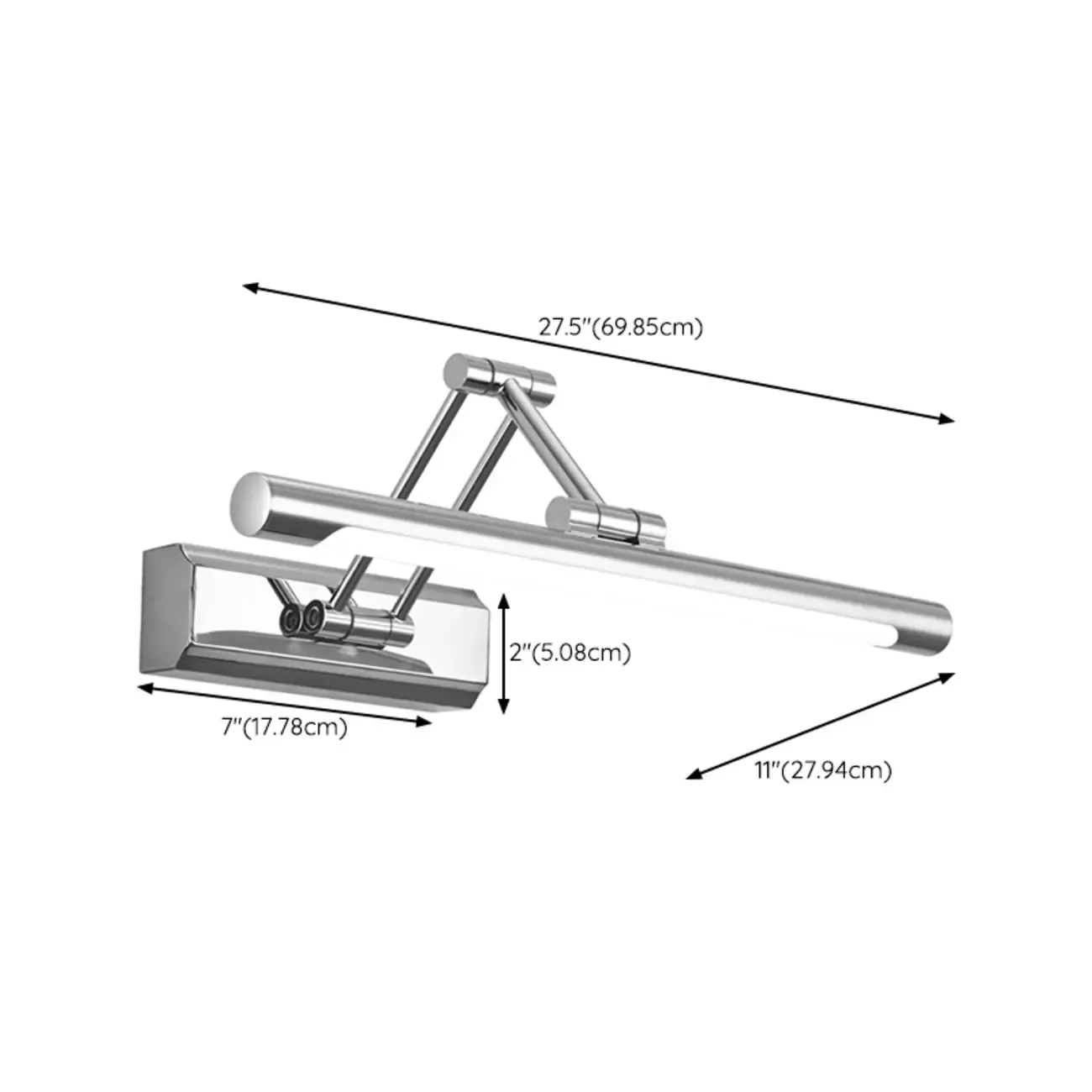 Modern Silver Stretchable Bathroom Vanity Light White Light LED