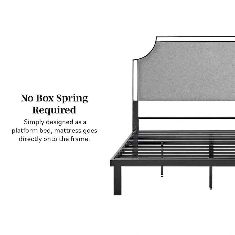 Middlebrook Designs Upholstered Curved Metal Queen Bedframe