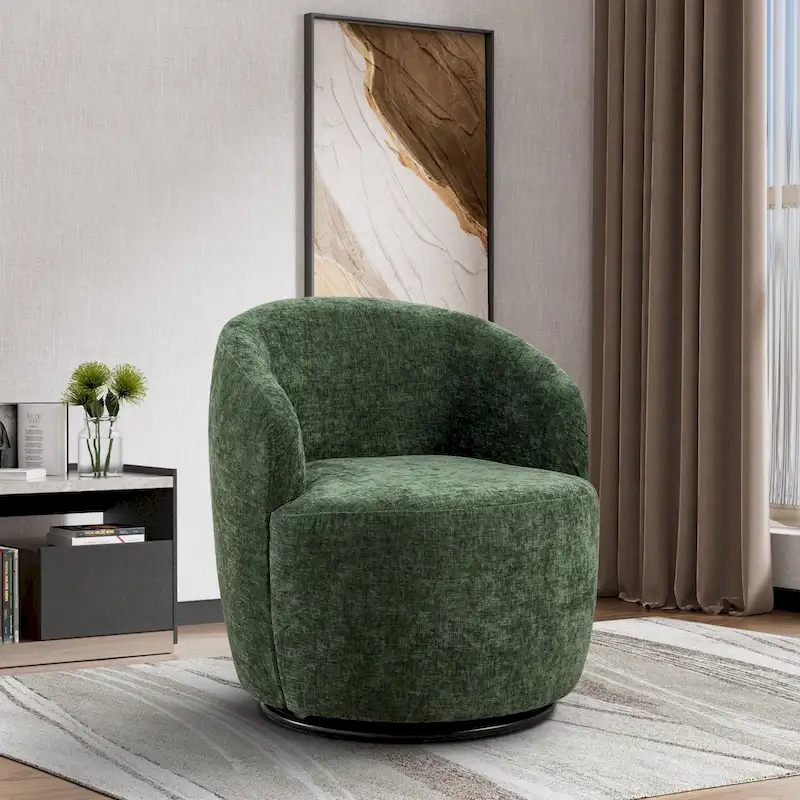 Ouyessir Accent Upholstered Round Velvet 360 Degree Swivel Sofa Chairs