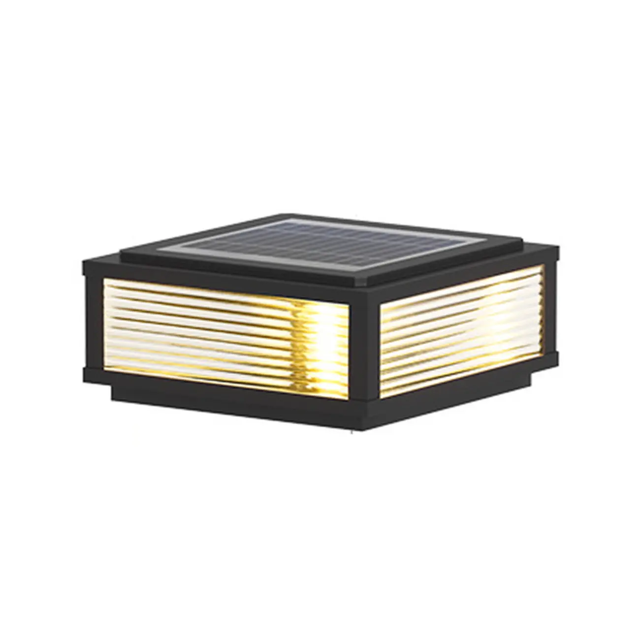 3 Color Light Black Square Solar Outdoor Post Lights