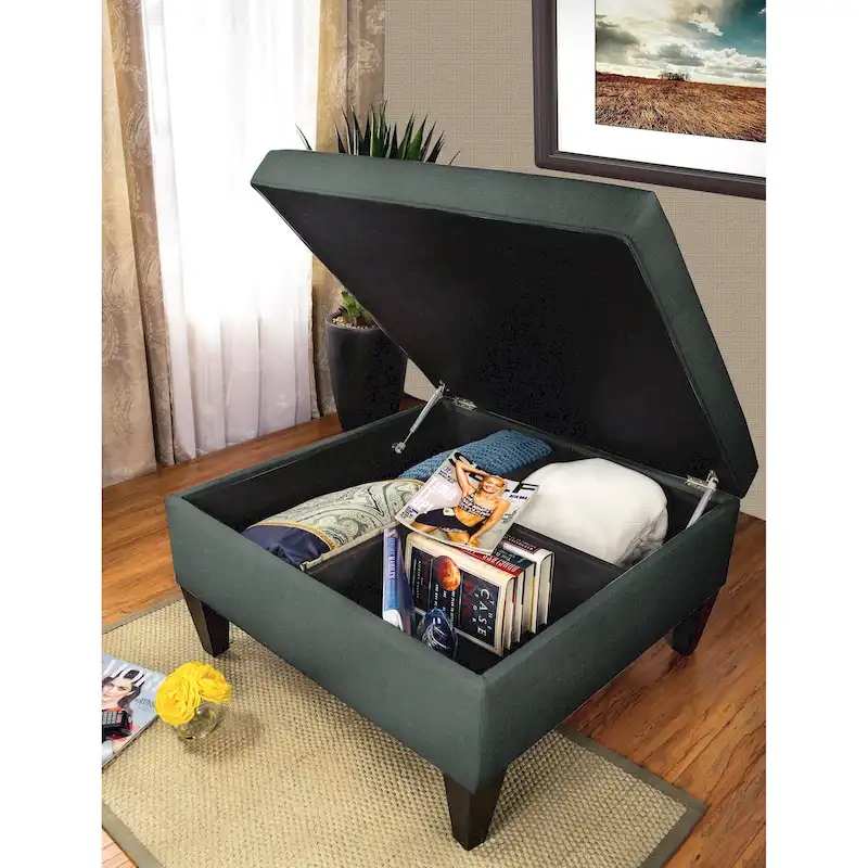 MJL Furniture Manhattan Allure Upholstered Organizational Cocktail Ottoman Table