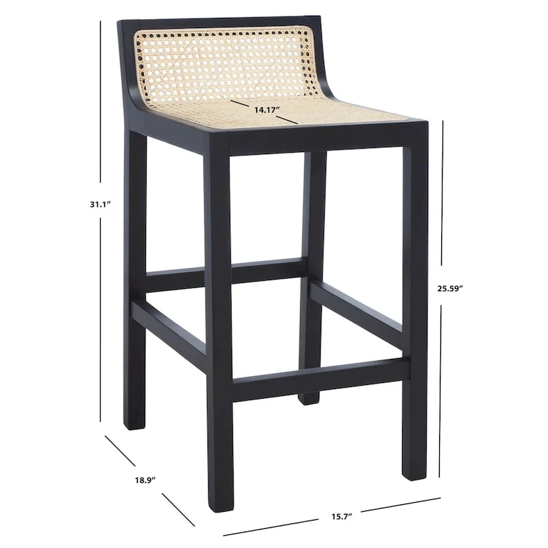 Natural Cane Low Back Counter Stool