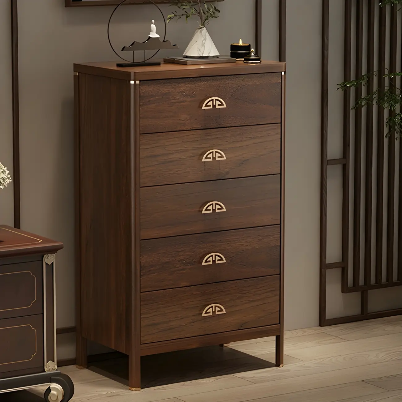 Traditional Brown Wooden Double Dresser with Soft Close Drawers