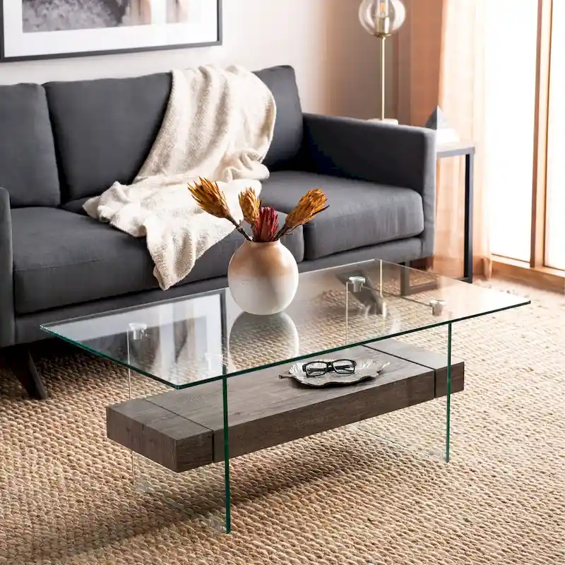 SAFAVIEH Gennie Modern Glass Coffee Table - 43.3  x 23.6  x 16.5  - 43Wx24Dx17H
