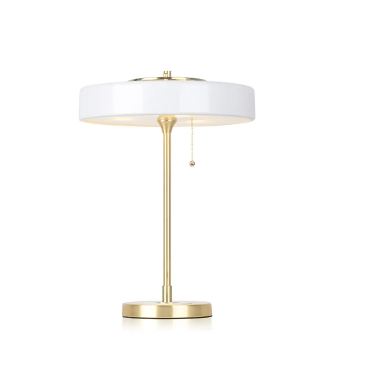 Gold Geometric Bedside Lamp with Pull Chain Switch