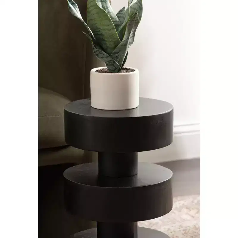 Kate and Laurel Omar Round Drink Table, Black, 9x9x20