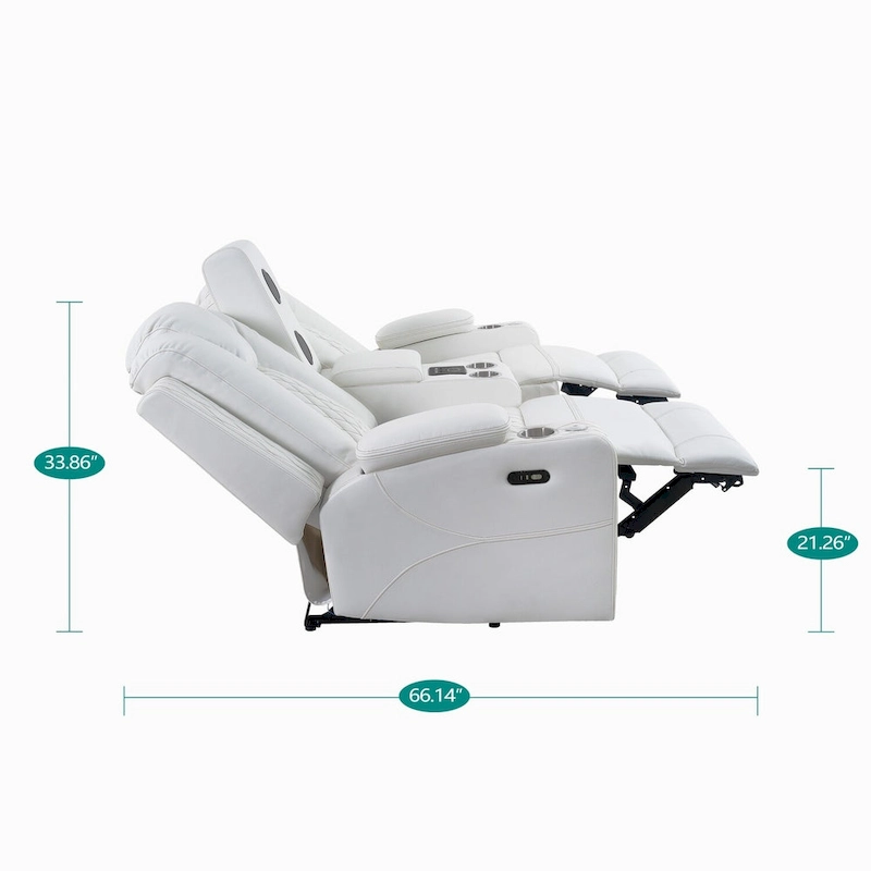 Premium Air Leather Home Theater Loveseat with LED Lights, Recliner with Built-in Speakers & Wireless Charging