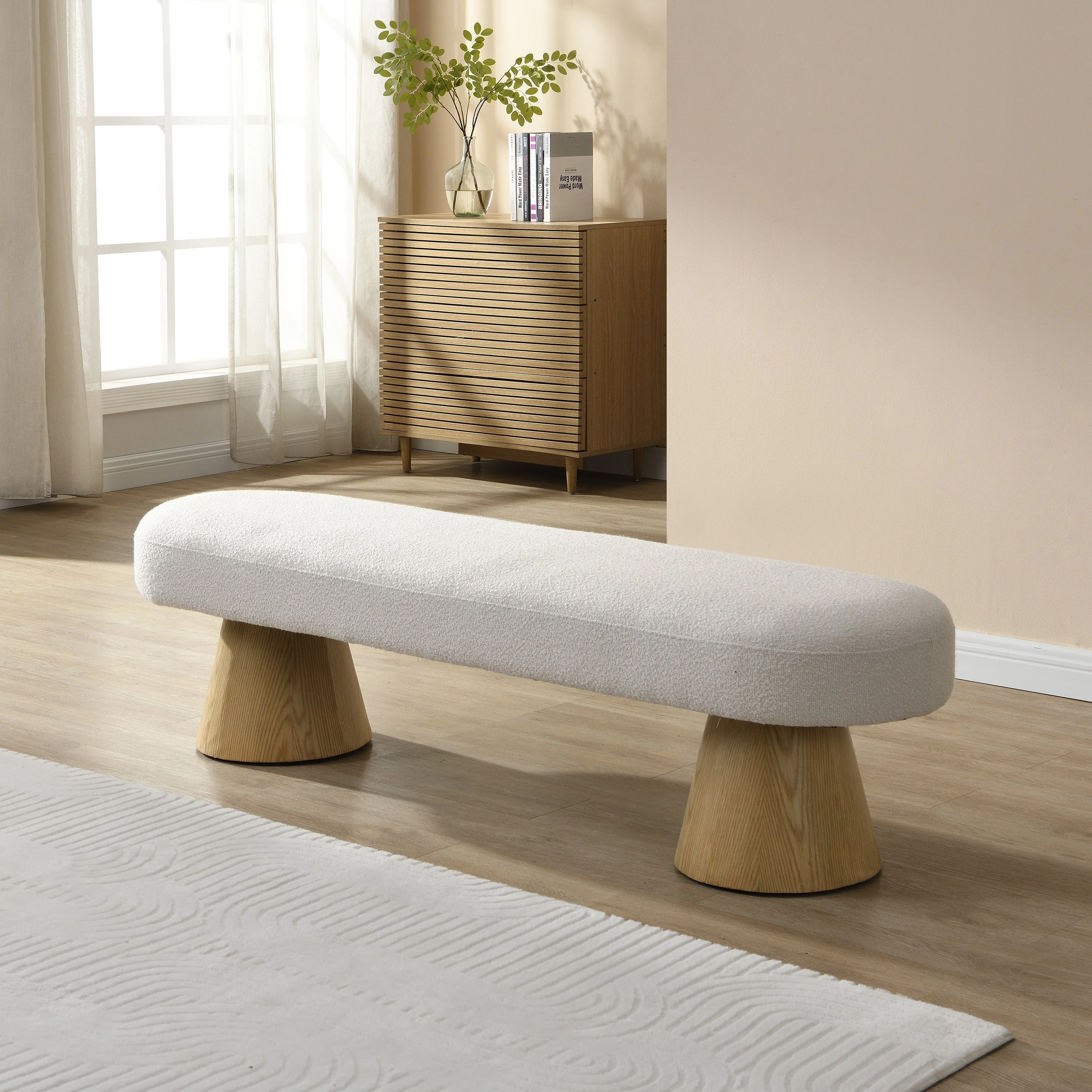 Walker Edison | Boucle Upholstered 64in Bench