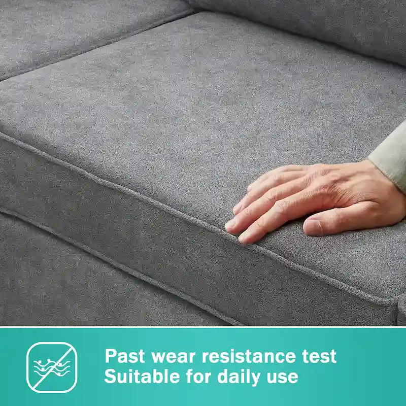 91*91 Modern Upholstered Living Room Sectional Sofa, L Shape Furniture Couch with 3 Pillows