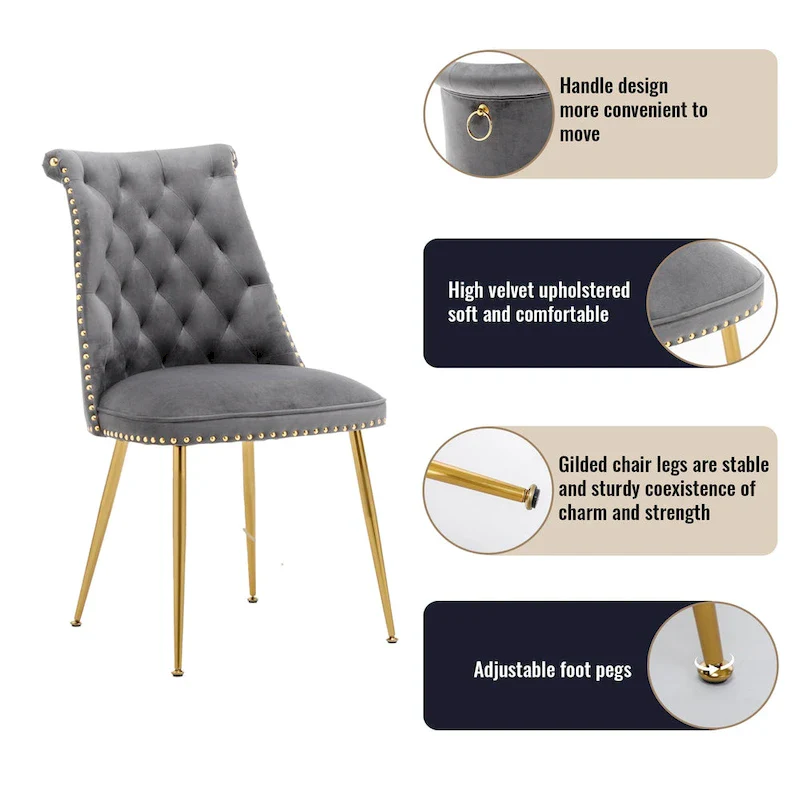 7-Piece  Walut Wood Dining Table with Velvet Chair Dining Chair