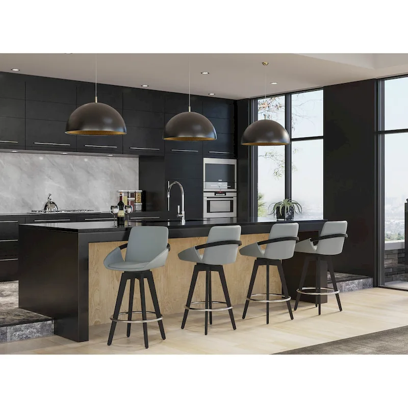 Carson Carrington Pugo Fixed-Height Counter Stool with Black Wood Base (Set of 2)