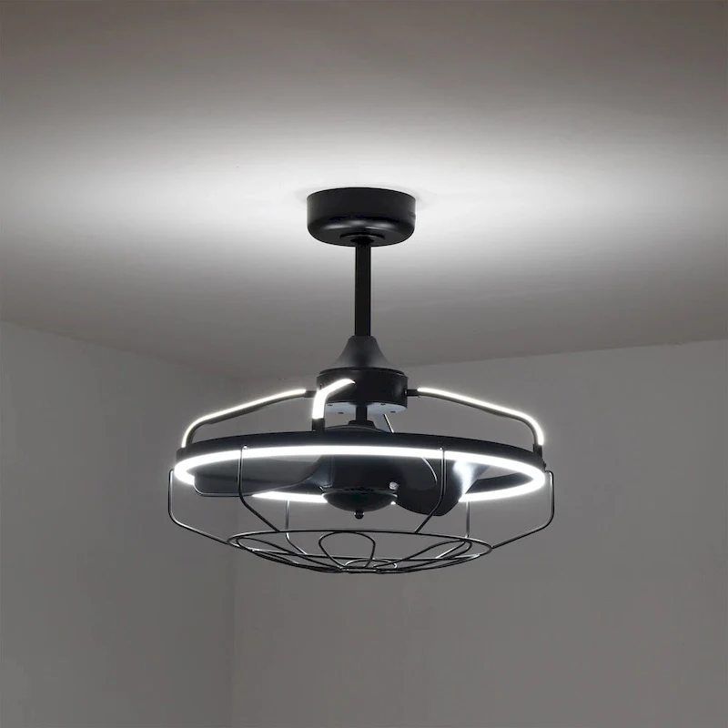 Dhooma 25 Inch Chrome Finished Modern LED Ceiling Fandelier with Remote - N/A