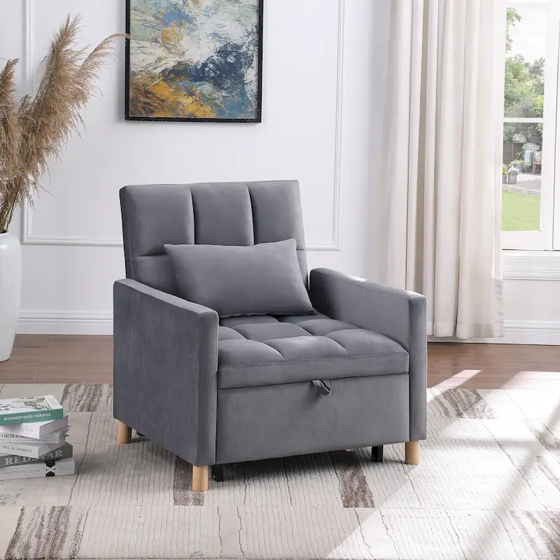 Convertible Sleeper Sofa Chair Bed, Adjustable Chair with Pillow, Multi-Functional Sleeper Chair