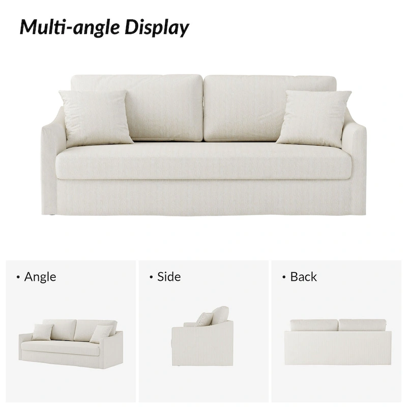 Volkhard 80.5 Modern Slipcovered Sofa With Removable Back Cushion By HULALA HOME