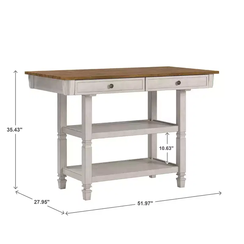 Two-Tone Kitchen Island with Drawers – Antique Grey / Antique White / Black