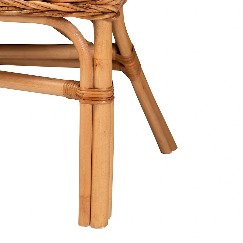 bali & pari Nella Modern Bohemian Natural Brown Rattan 2-Piece Dining Nook Banquette Set