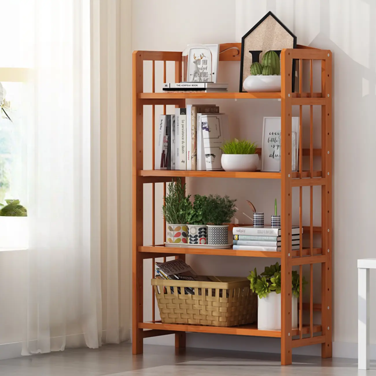 Minimalist Adjustable Vertical Open Back Wooden Bookshelves