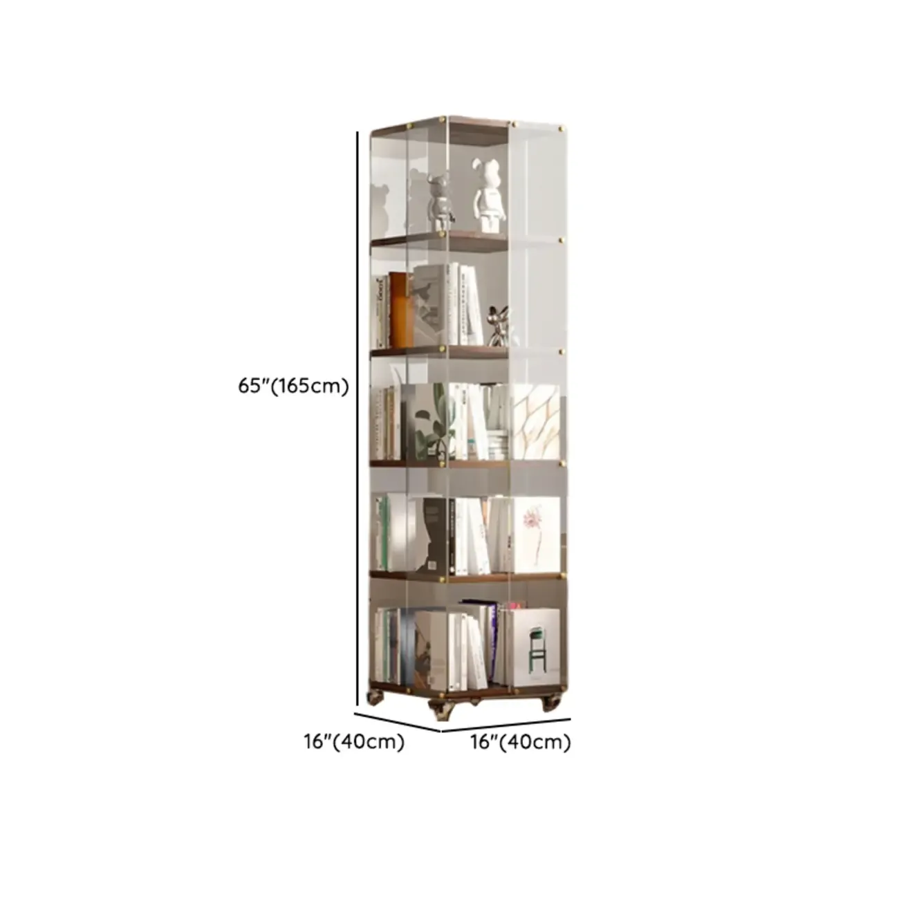 Art Deco Square Timber Shelf Glass Panel Swivel Chest