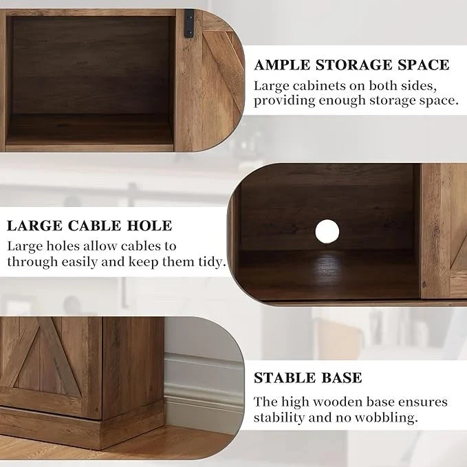 Wood Media Console TV Stand Entertainment Center