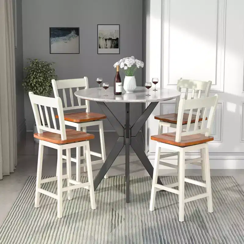 Costway 4PCS Bar Stool 24.5'' Swivel Counter Height Chair w/ Footrest