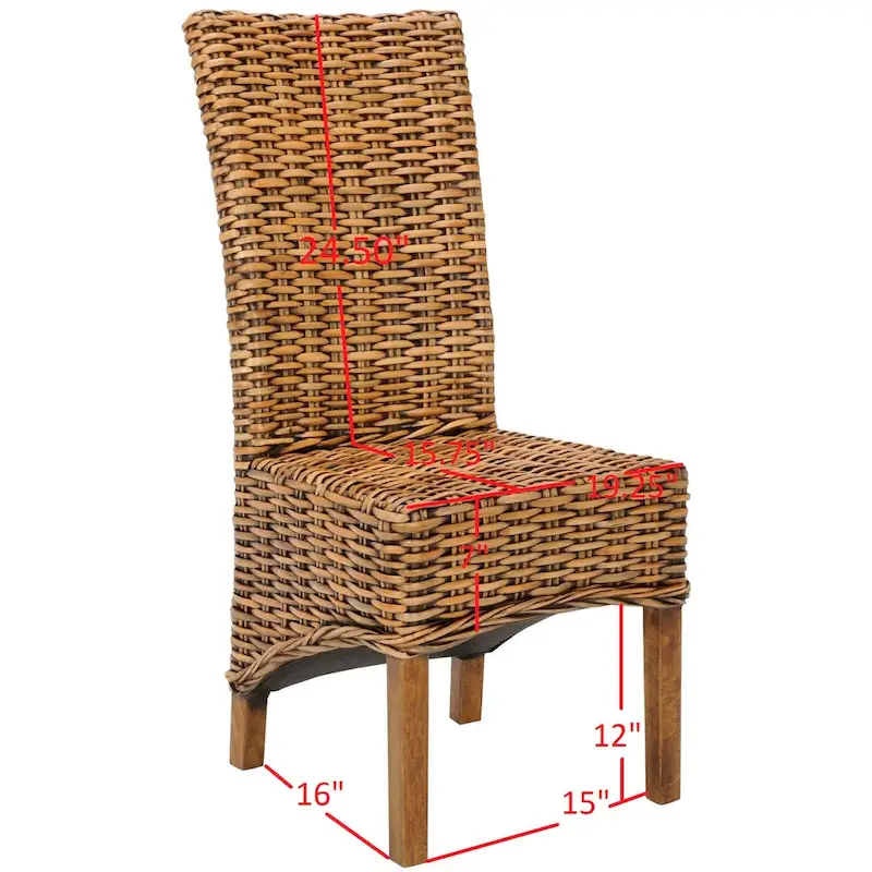 SAFAVIEH Kathi Isla Wicker Brown High Back Dining Chair (Set of 2) - 18.5 x 20.9 x 42.1 - 19Wx21Dx42H