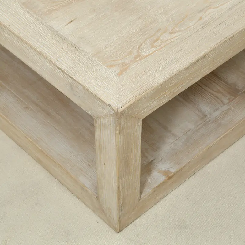 Artissance Versatile Peking Grand Framed Square Coffee Table With Weathered White Wash, 50 Inch Long