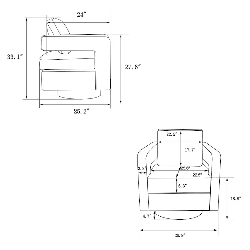 Modern Upholstered Swivel Accent Chair with Hollow-back & Golden Base