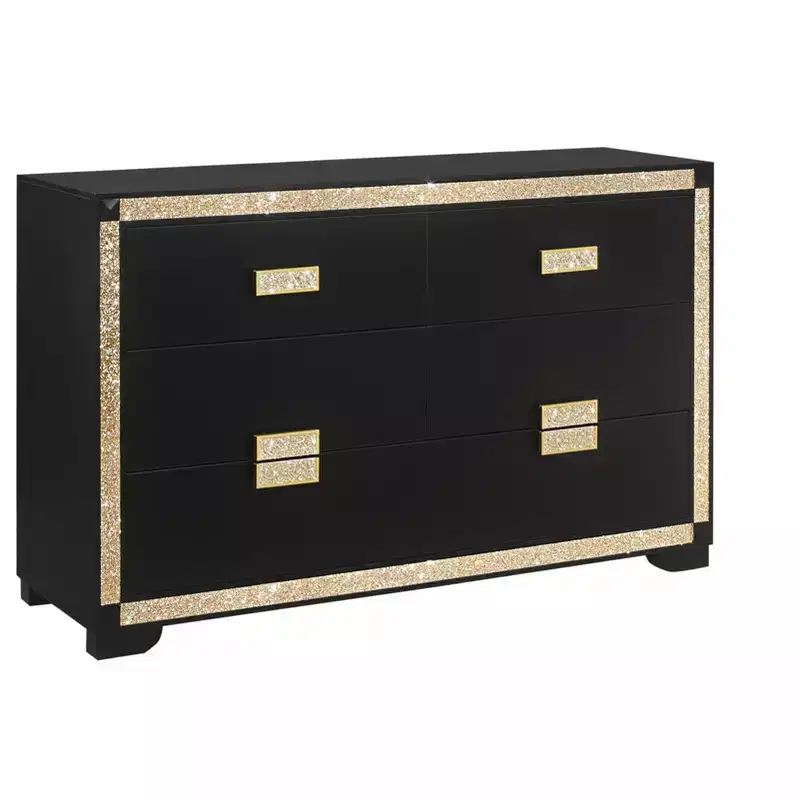 HomeStock 20.25 in.H Chip Board Horizontal Dressers with 4 - Drawers in Black